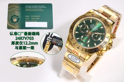 C Factory 904L Replica ROLEX Daytona Green Dial Steel White Black 40mm Watch